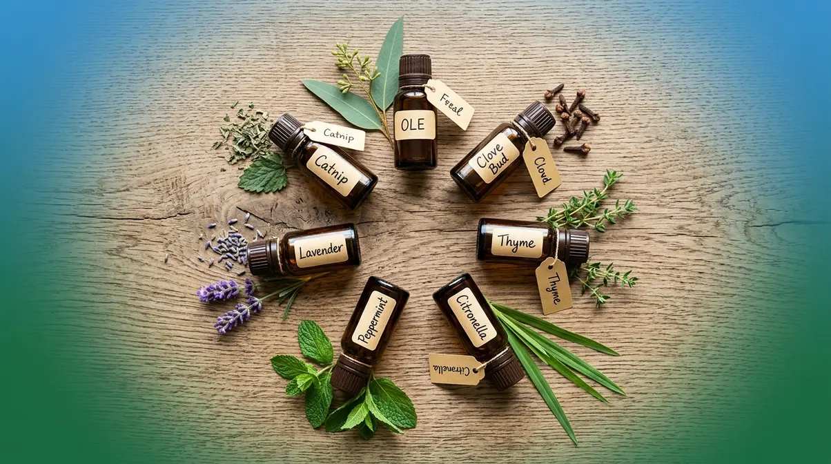 Plant-based mosquito-repellent essential oils - lemon eucalyptus, citronella, lavender and clove - with botanicals
