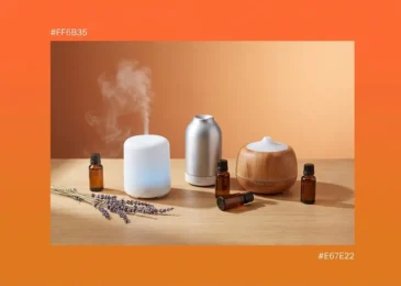 Three compact essential oil diffusers for small spaces on a wooden desk with lavender