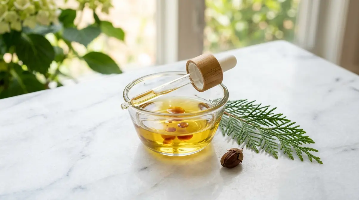 Cedarwood essential oil diluted for a scalp treatment